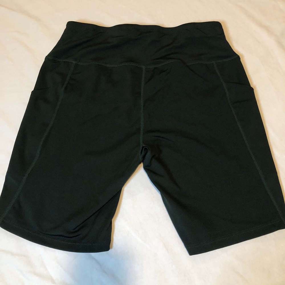 Dark Green Biker Shorts with Pockets